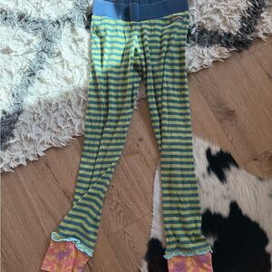 Striped Leggings with Floral Cuffs